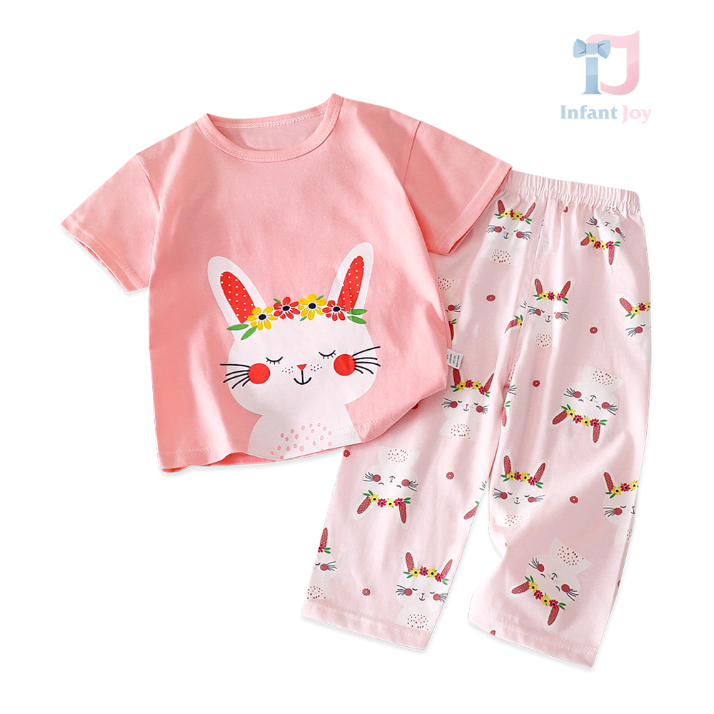 Pijamă de 2 piese pentru copii cu mânecă scurtă și pantaloni lungi Flower Kitty