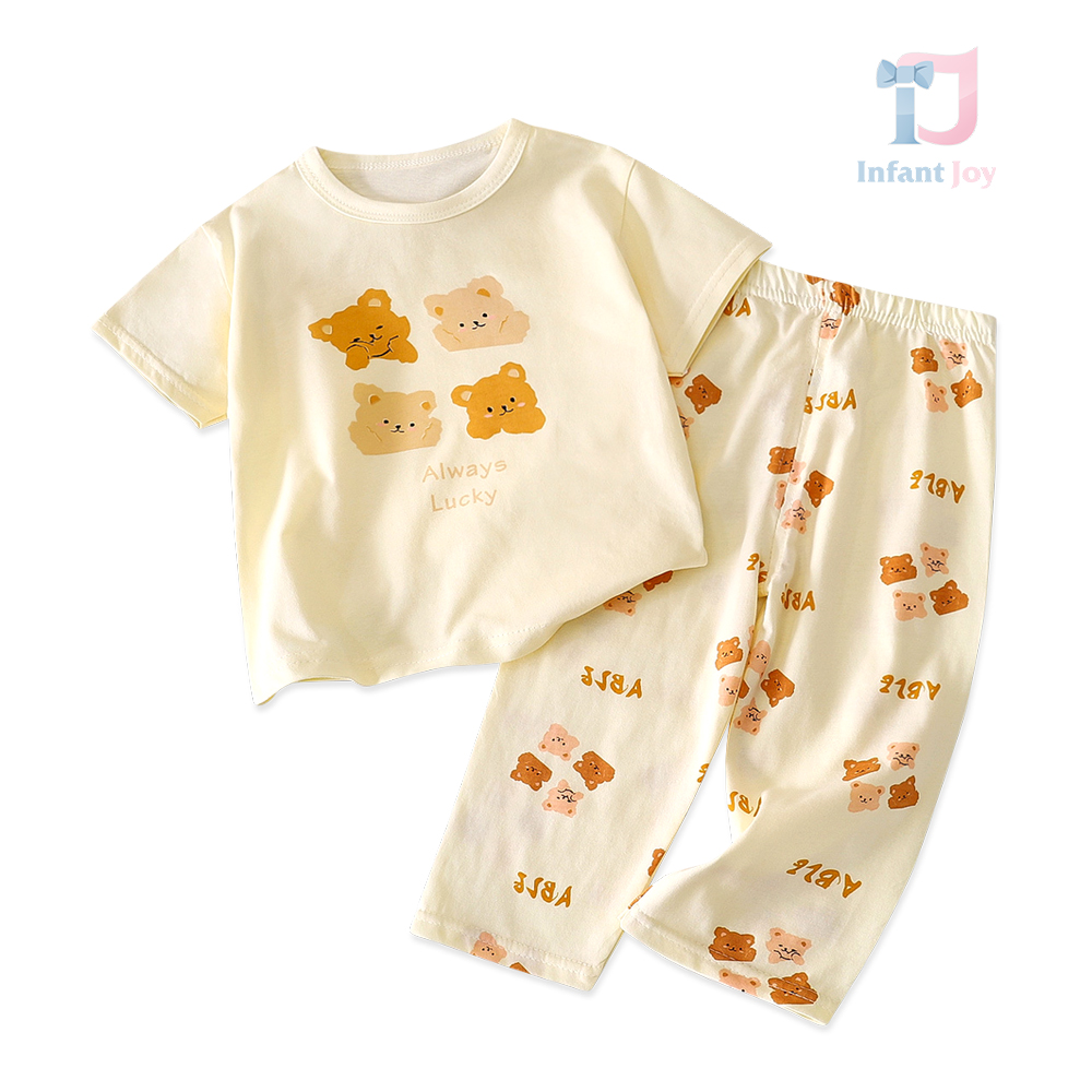 Pijamă de 2 piese pentru copii cu mânecă scurtă și pantaloni lungi Lucky Bears