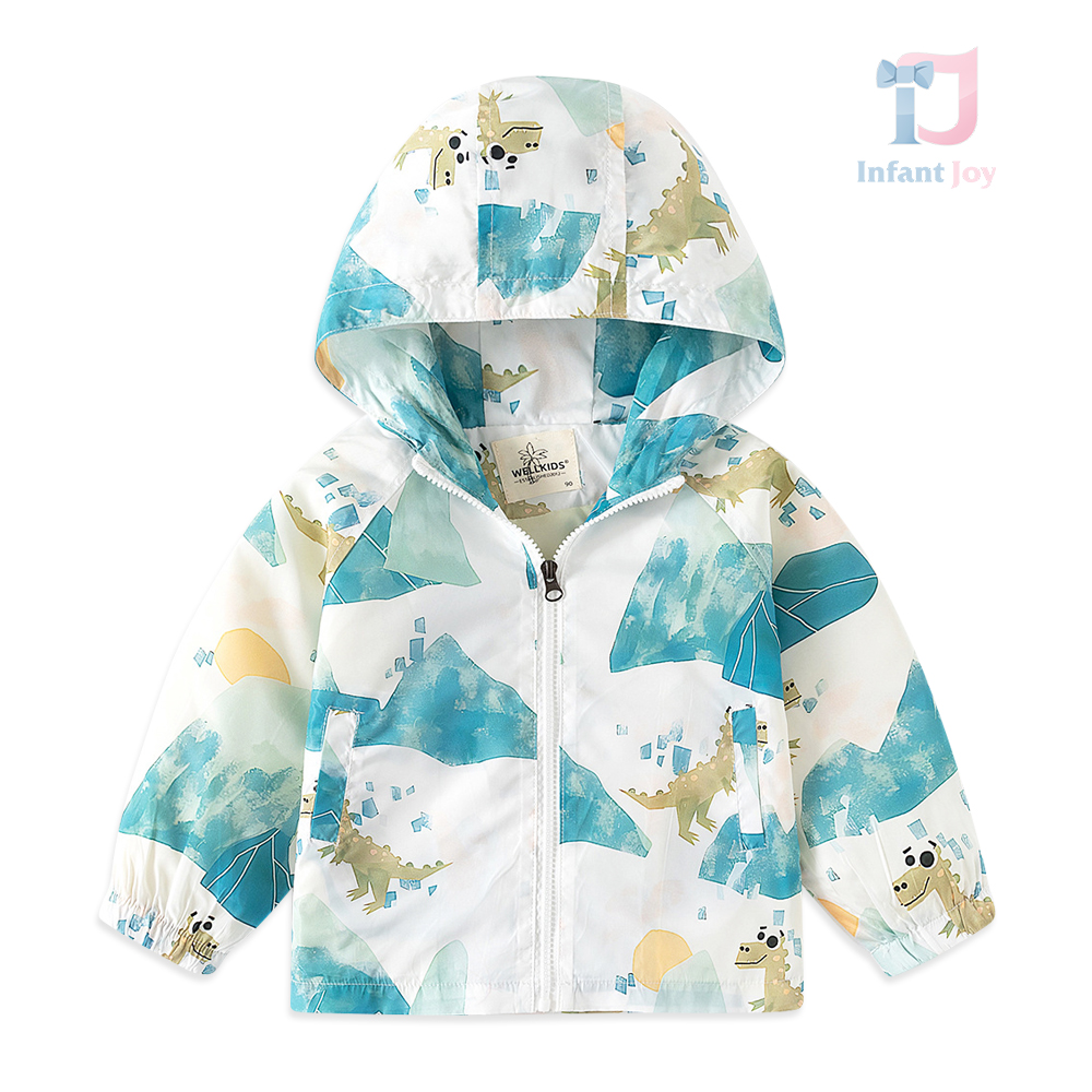 Jachetă/vetrovcă cu glugă adăugată și imprimeu cu dinozauri Mountain Dinos