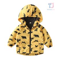 Geacă/Vântbreaker cu căptușeală interioară, glugă și imprimeu cu animale Yellow Woodland