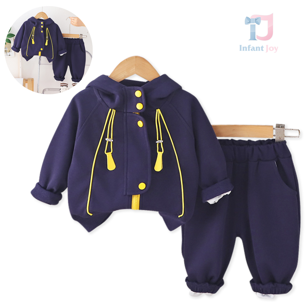 Set sportiv de 2 piese cu hanorac cu glugă, închidere extravagantă și pantaloni Dashline Navy
