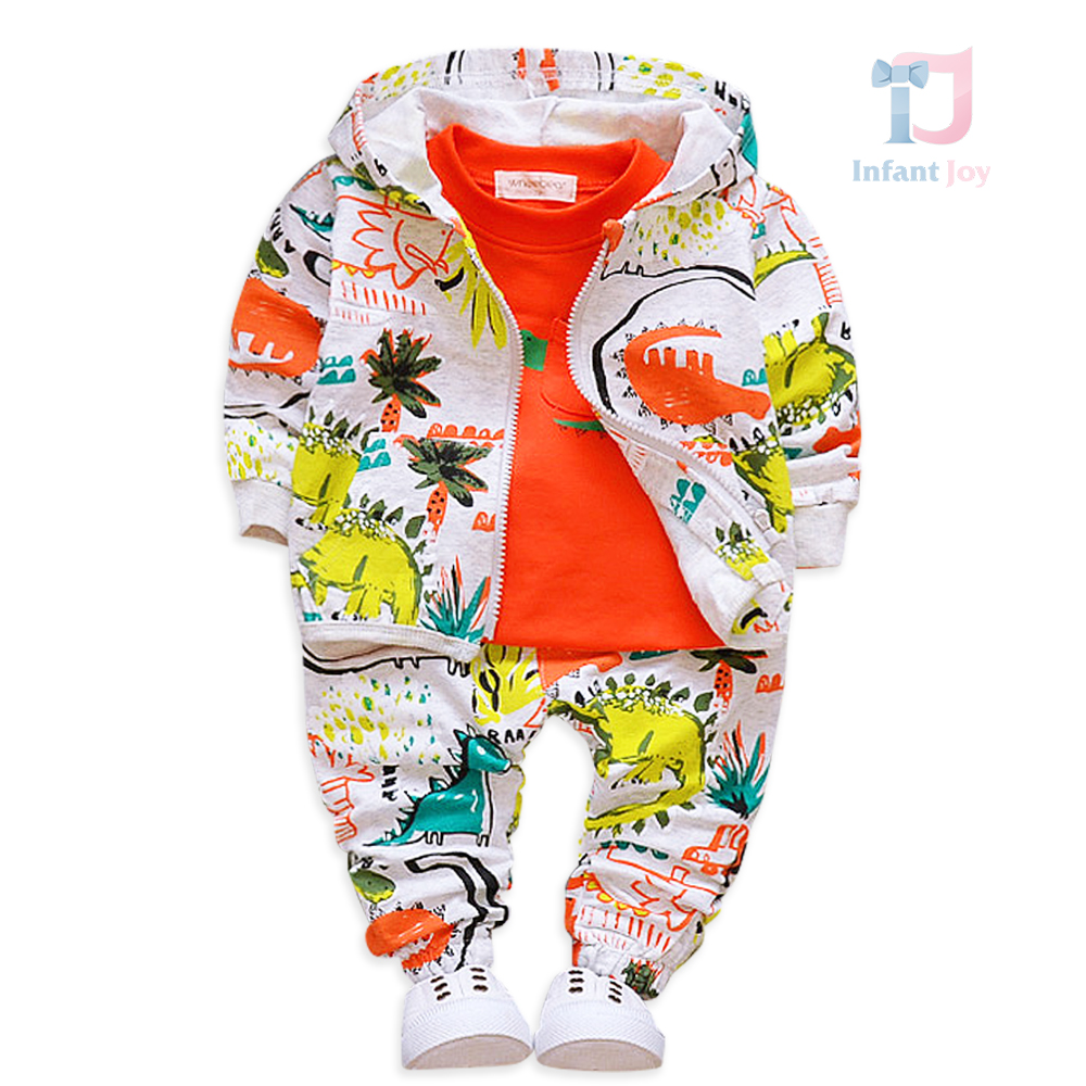 Set sportiv de 3 piese cu glugă Dino Adventure Orange