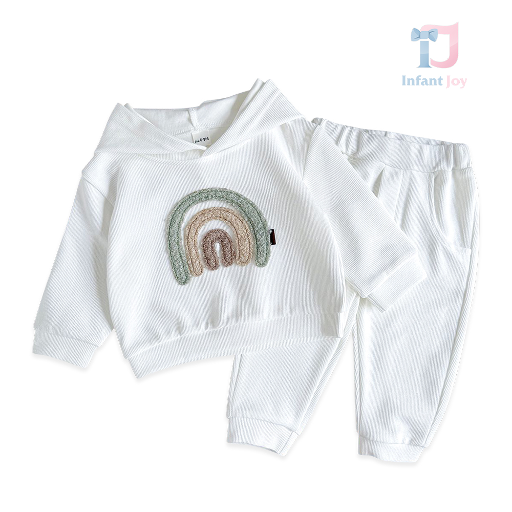 Set sportiv de 2 piese din material relief cu glugă și aplicație din pluș My Mini Rainbow