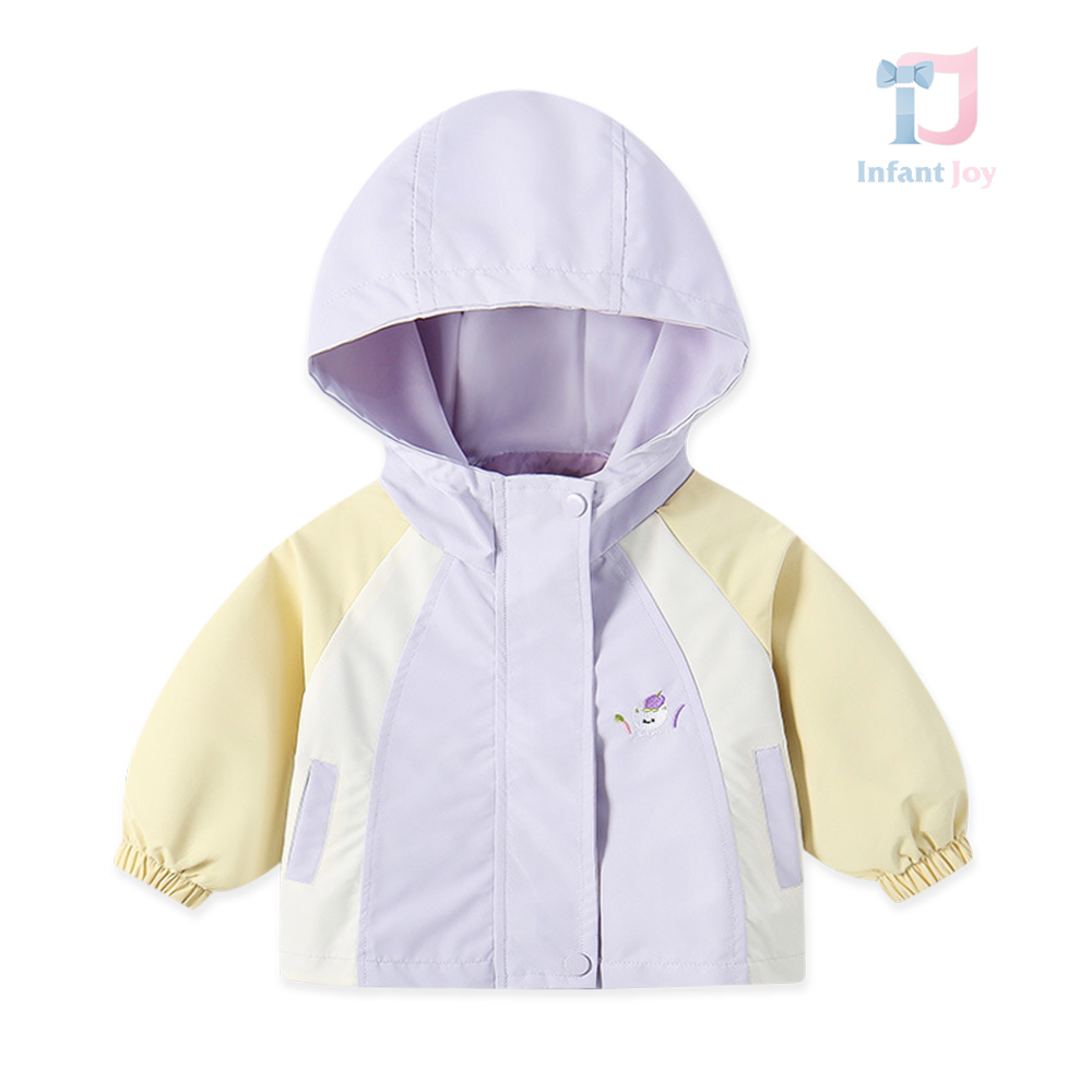 Jachetă subțire cu glugă adăugată și broderie mică Cotton Candy Lavender