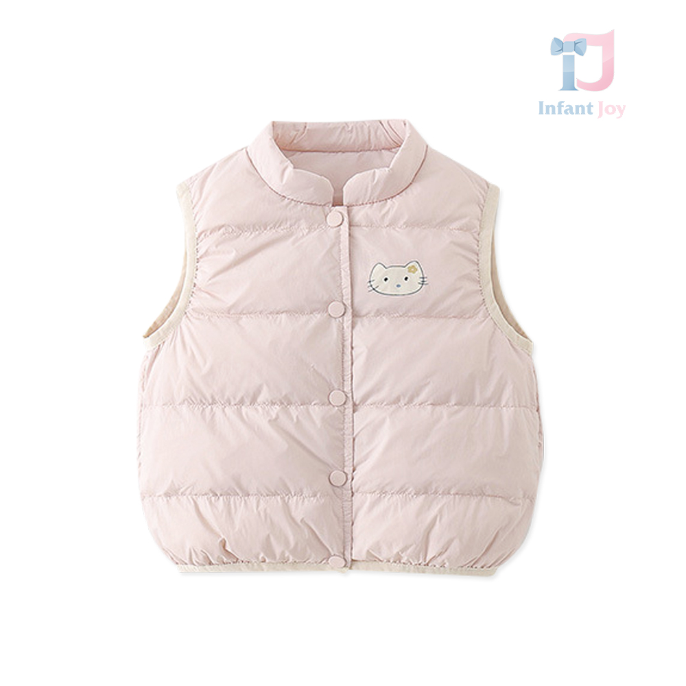 Vesta premium reversibilă, impermeabilă, cu puf de gâscă Happy Kitty