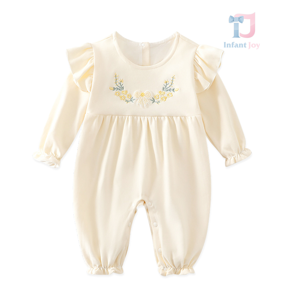 Salopetă cu volănașe adăugate și broderii florale Floral Kiss