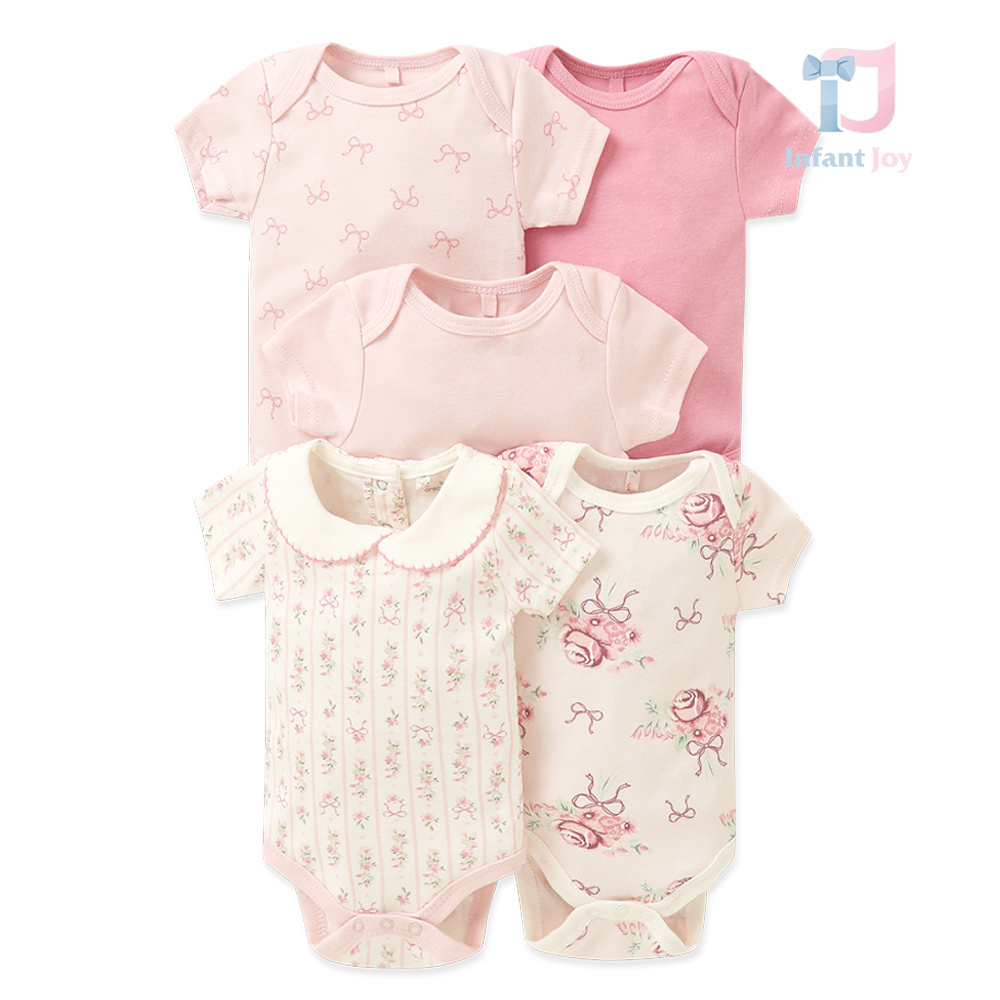 Set cu 5 body-uri cu mânecă scurtă Pink Symphony