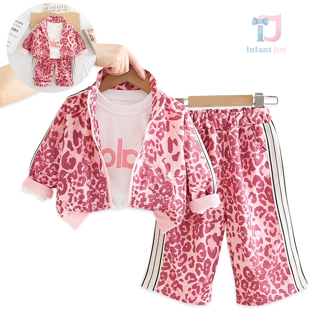 Set sport de 3 piese cu model atractiv format din hanorac, bluză cu imprimeu și pantaloni Alo Leopard