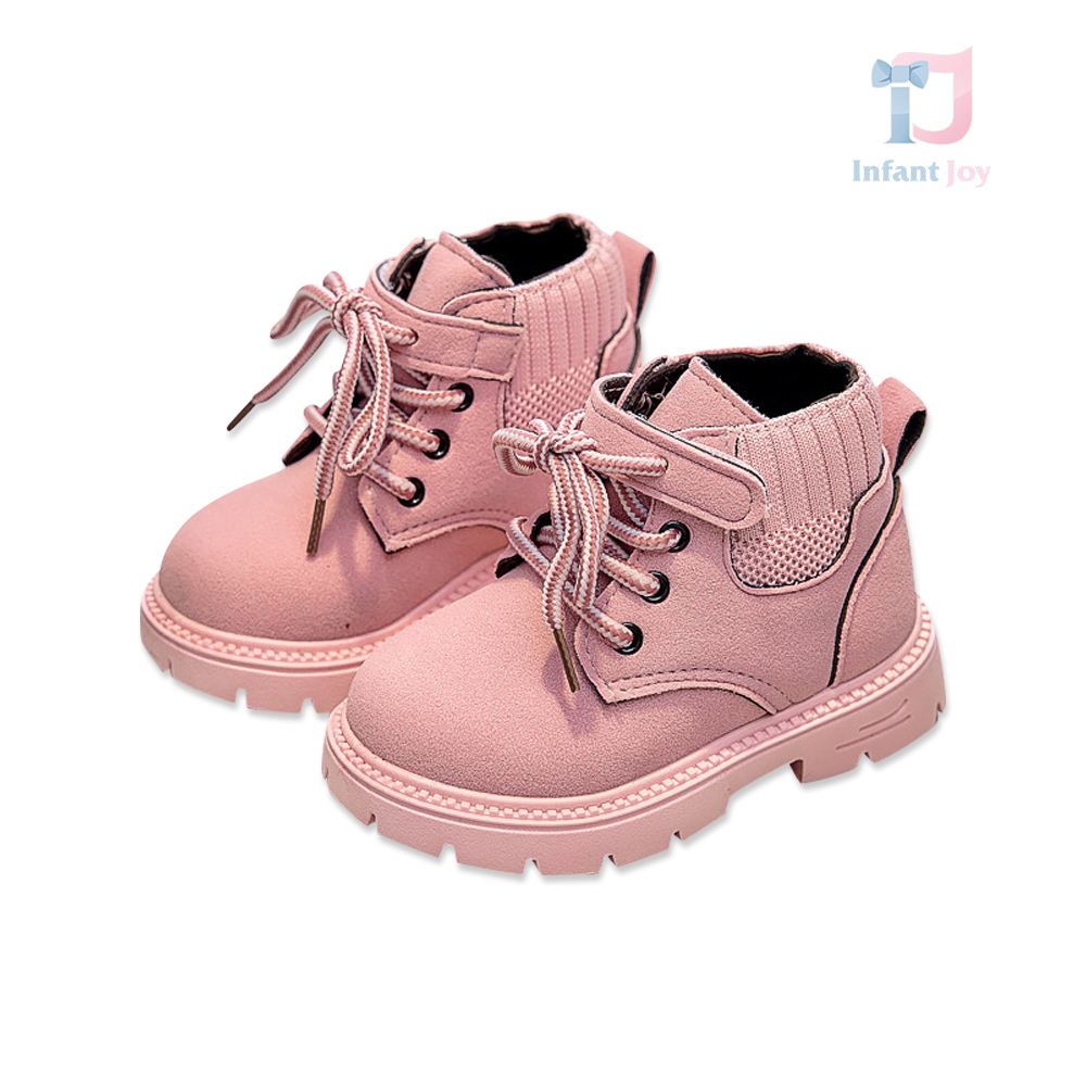 Ghete din velur eco cu șireturi și închidere cu scai Frosty Wander Pink