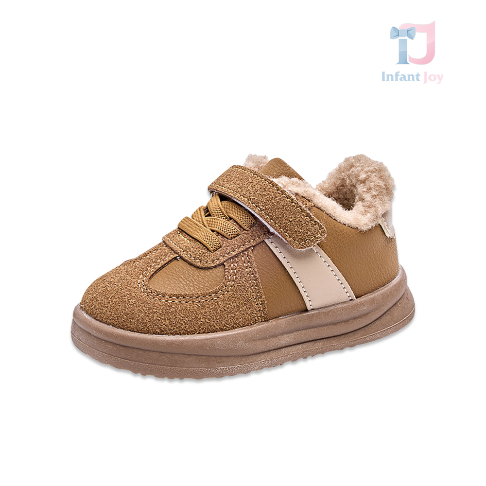 Pantofi din piele ecologică cu față din velur, închidere cu scai și căptușeală pufoasă WoolieRun