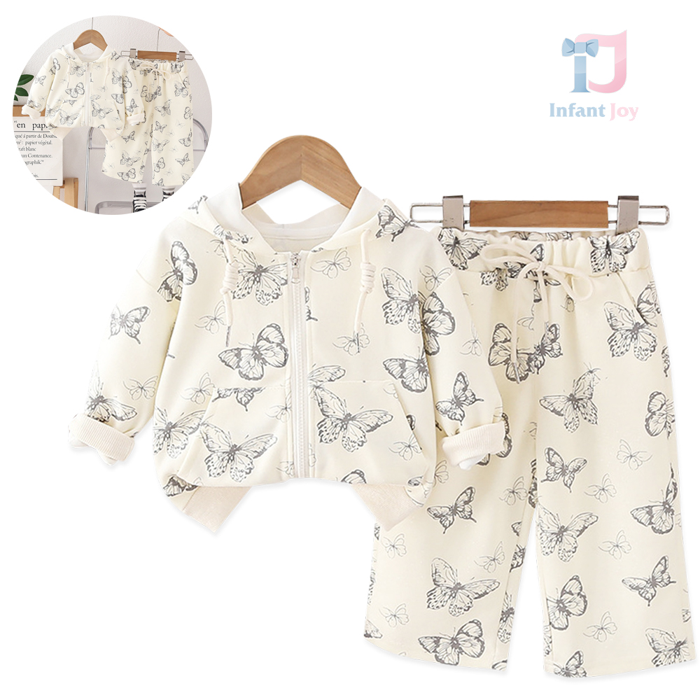 Set sport de 2 piese cu glugă și model cu fluturi Ethereal Butterfly Vanilla