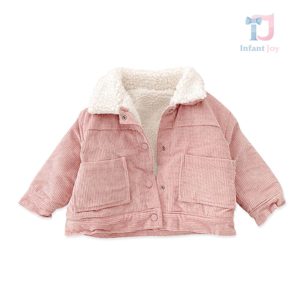 Geacă cu căptușeală din blană buclată și închidere cu capse Pink Softness