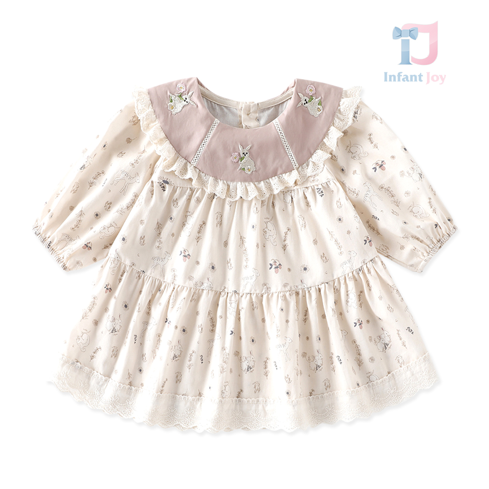 Rochie cu mâneci bufante, guler și dantelă Forest Princess