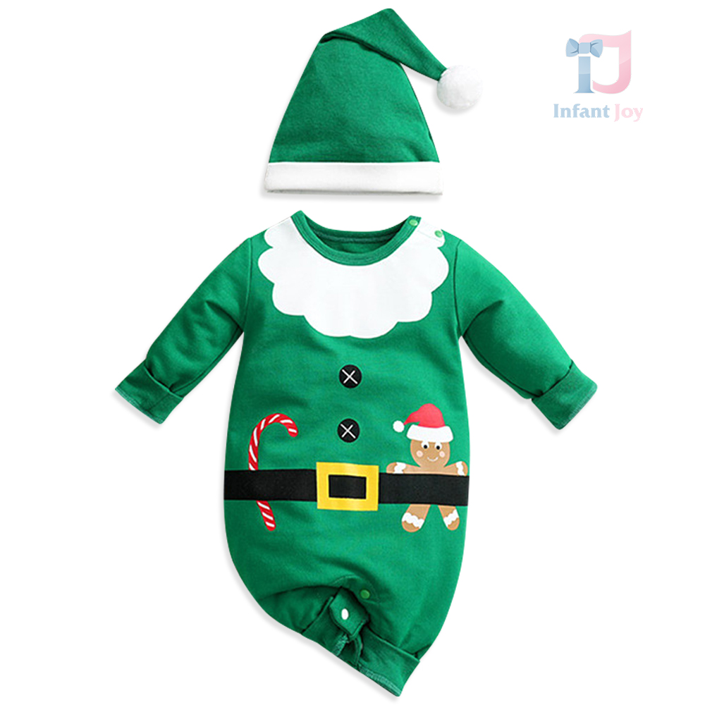 Set de Crăciun de 2 piese cu salopetă cu imprimeuri și căciulă cu ciucure Christmas Cookie