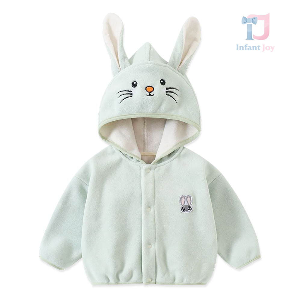 Hanorac din fleece cu glugă, urechiușe 3D și broderii Sugar Bunny Mint