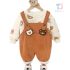 Set călduros matlasat de 2 piese cu salopetă din textură catifelată și broderii Caramel Bears