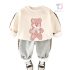 Set matlasat de 2 piese cu bluză/hanorac cu aplicații și pantaloni Softy Bear Vanilla