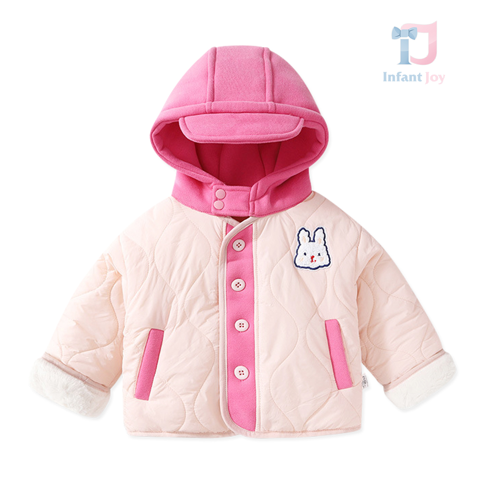 Geacă impermeabilă cu căptușeală pufoasă, glugă și aplicație Pinky Walk