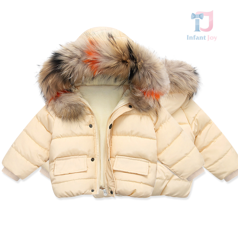 Geacă Premium de iarnă cu blăniță naturală și căptușeală din pluș Glacier Fox Beige