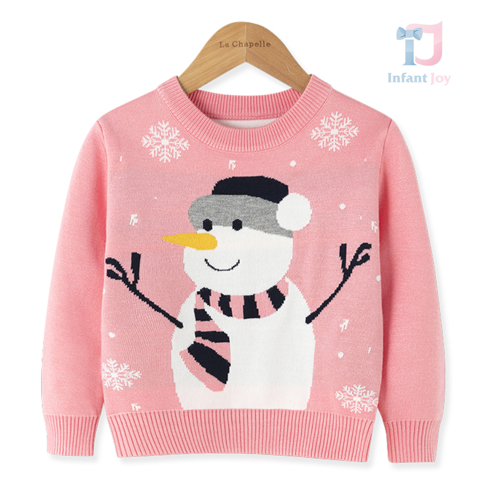 Pulover de Crăciun din tricotaj Little Snowman Pink