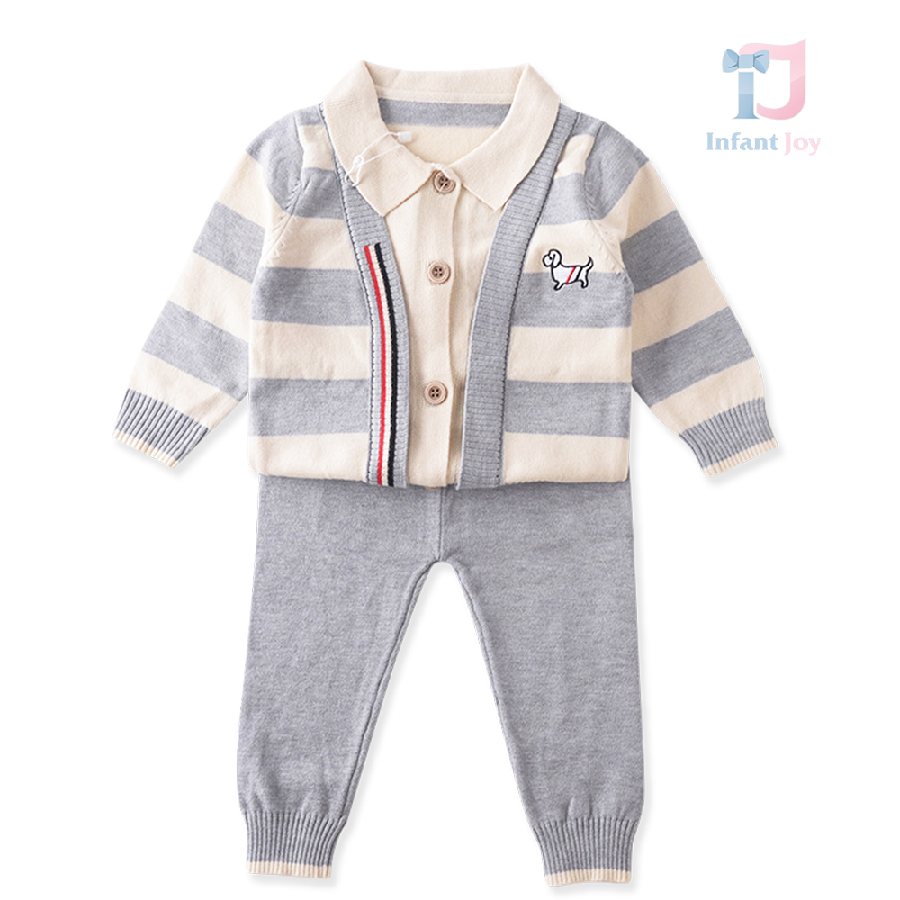 Set sport-elegant din tricotaj de 2 piese cu cardigan, cămașă cusută și pantaloni Classy Puppy