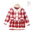 Set premium de 2 piese elegant din tricotaj în carouri cu cardigan, guler atrăgător și fustă Red Parisian