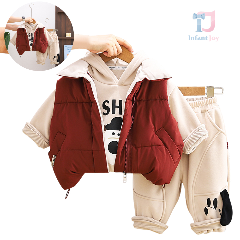 Set sport de 3 piese cu vestă din material impermeabil, bluză/hanorac cu glugă și pantaloni Nordic Pup