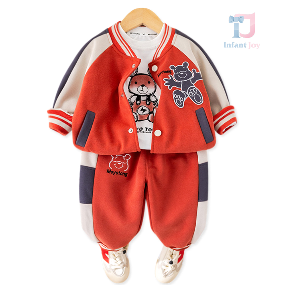 Set sport de 3 piese din jachetă/bomber, bluză cu imprimeu și pantaloni Beartong