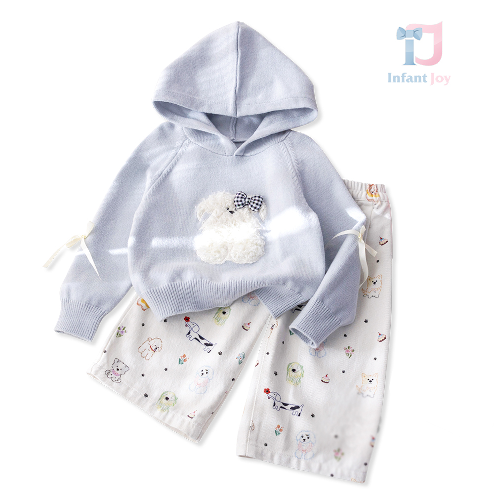 Set de 2 piese cu pulover cu glugă, elemente 3D și pantaloni Pup Muse