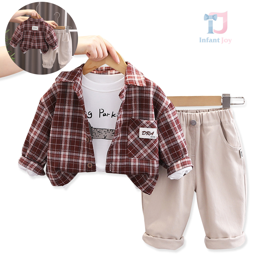 Set sport-elegant de 3 piese cu cămașă în carouri, bluză și pantaloni Urban Mix