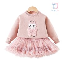Set premium de 2 piese cu pulover cu aplicație plușată și fustă cu tutu voluminos Fancy Bubu