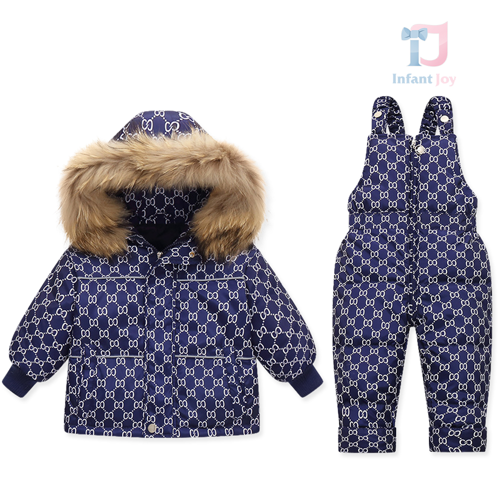 Premium set de schi impermeabil de 2 piese, format din salopetă și geacă cu glugă cu blană naturală Snow Titan DarkBlue