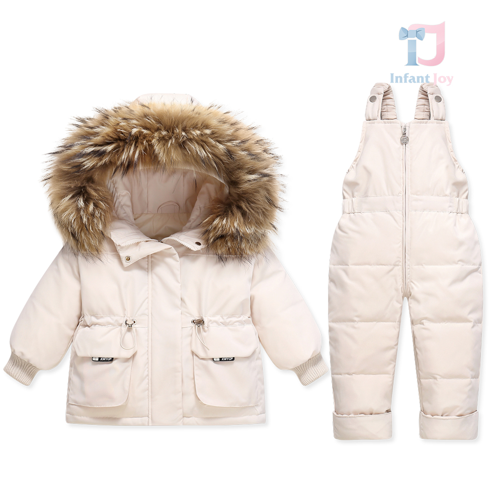 Set Premium de schi impermeabil de 2 piese, din salopetă și geacă cu glugă cu blană naturală Winter Explorer