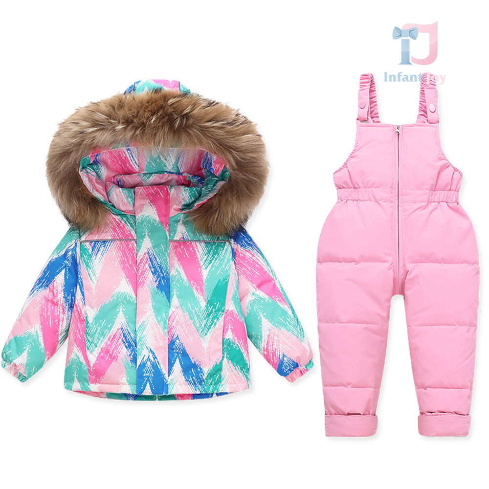 Set premium impermeabil de schi din 2 piese cu salopetă și jachetă cu glugă cu blană naturală Snow Fairy Green