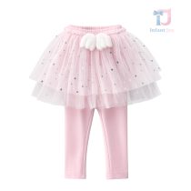 Colanți cu fustă tutu, decorați cu multiple stele cromate și element 3D Angel Star Pink