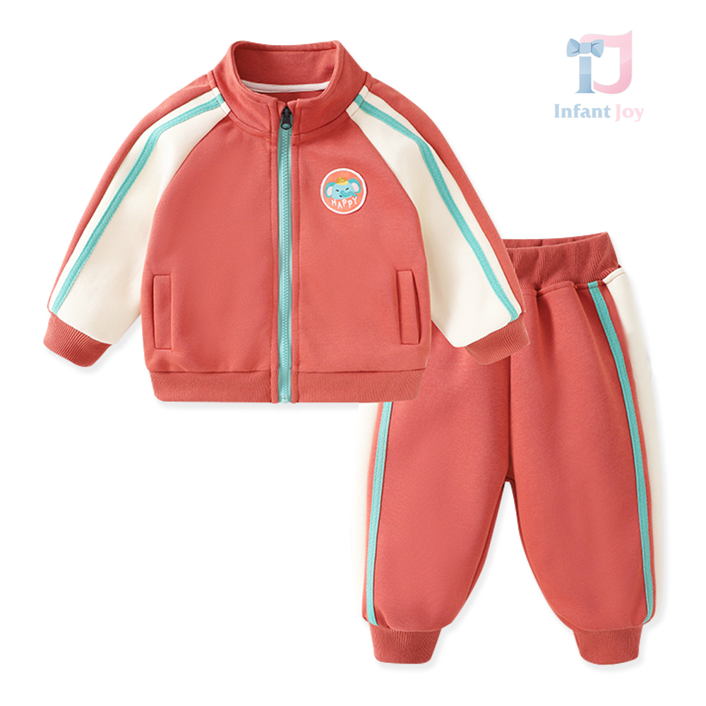 Set sport de 2 piese din sweatshirt cu guler înalt, emblemă și pantaloni Lil Elephant