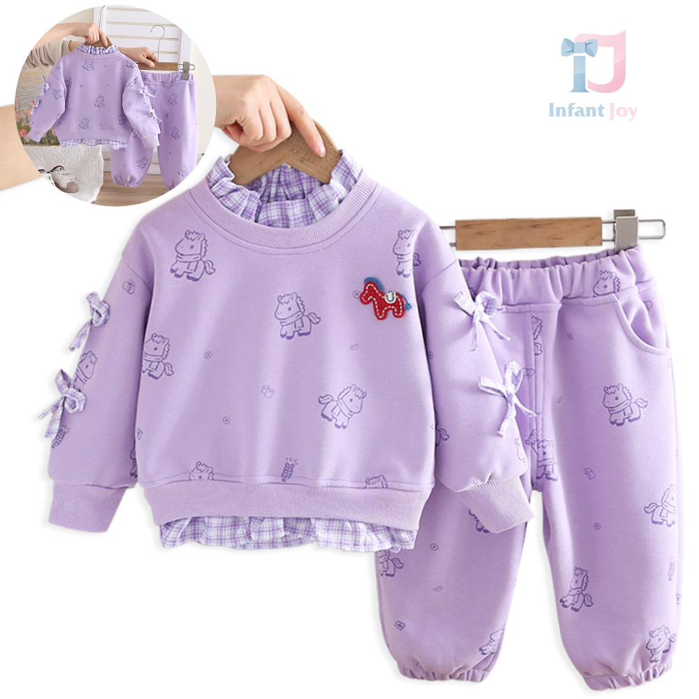 Set de 2 piese din bluză/sweatshirt cu elemente 3D și pantaloni Ponny Ribbon