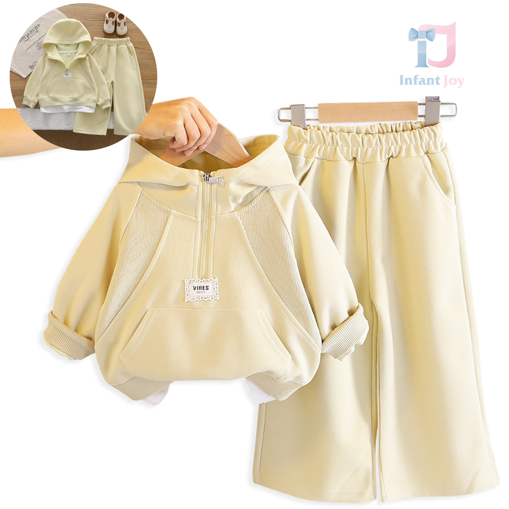 Set sport de 2 piese din sweatshirt cu închidere parțială, glugă și pantaloni evazați Sport Vibes