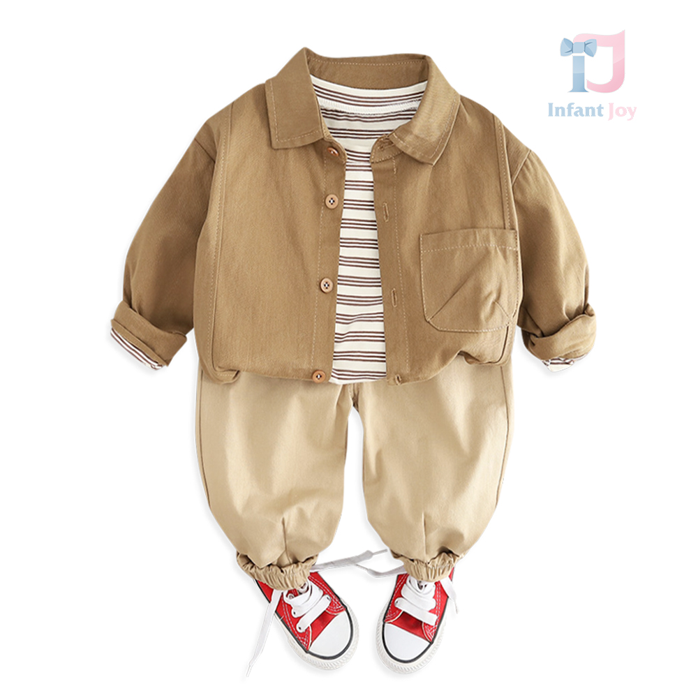 Set de 3 piese cu cămașă cu guler clasic, bluză în dungi și pantaloni Street Camel