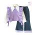 Set premium de 3 piese cu vestă, cămașă cu guler deosebit și pantaloni din denim Sweet Scarlet Lilac