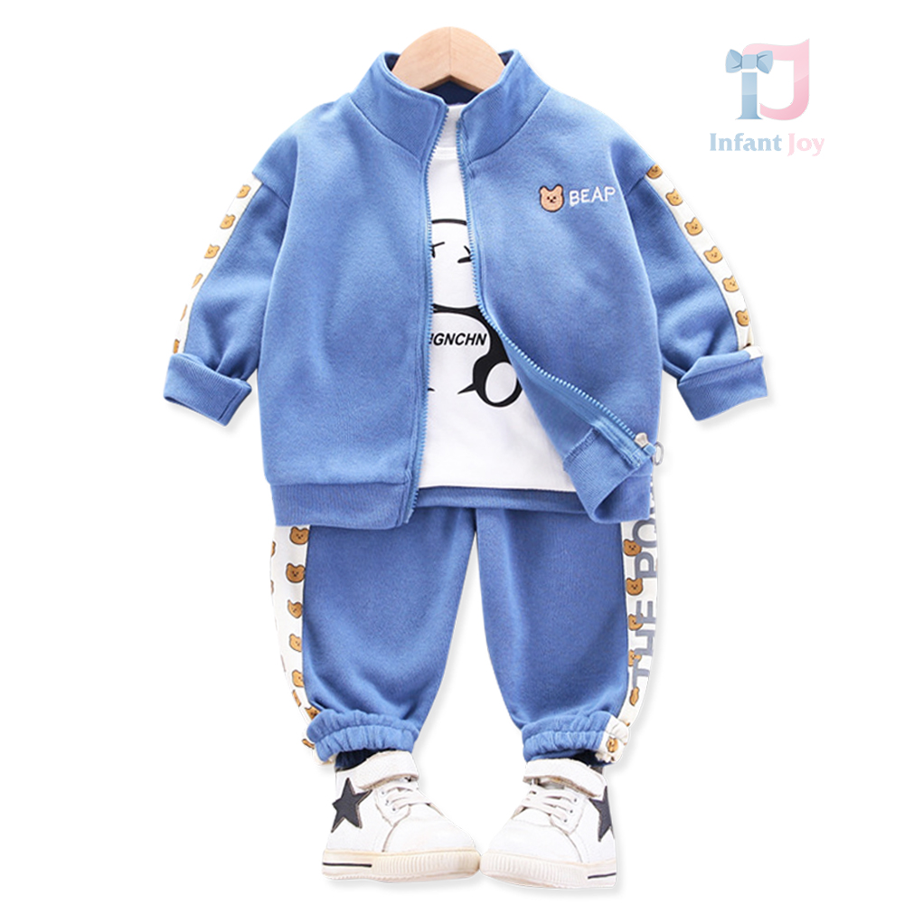 Set sport de 2 piese cu hanorac cu guler înalt, bluză din bumbac și pantaloni YoYo Bear