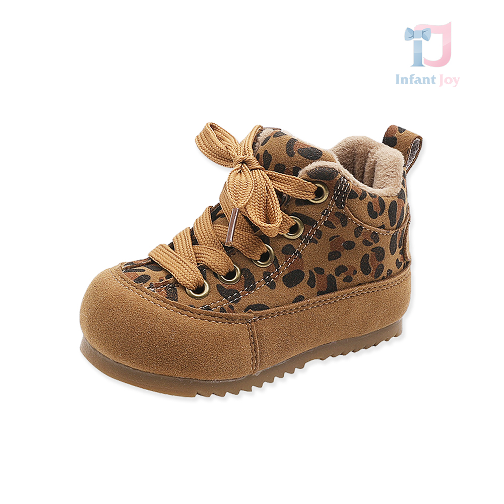 Pantofi din velur ecologic, cu șireturi și căptușeală suplimentară Little Glamour