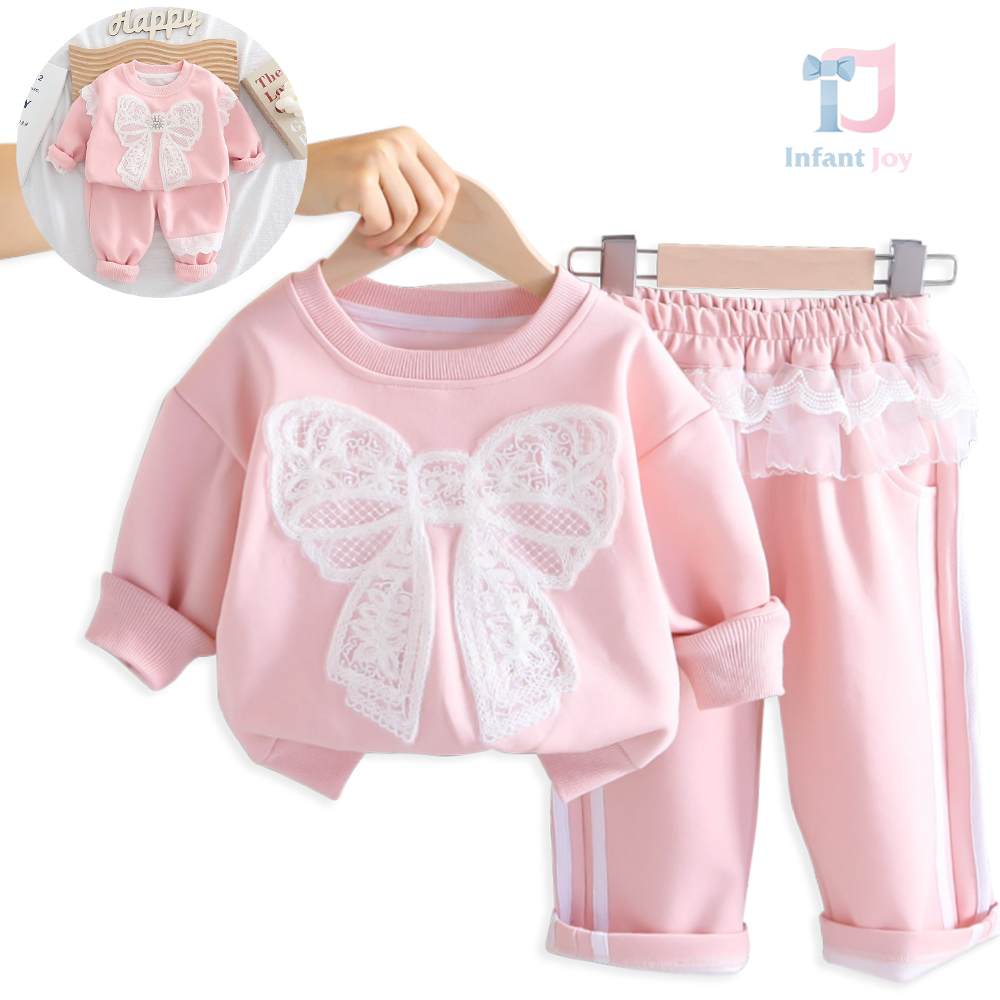 Set sport de 2 piese din bluză/sweatshirt cu aplicație mare, volane și pantaloni Sporty Curls Pink