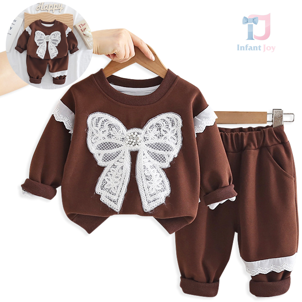 Set sport de 2 piese din bluză/sweatshirt cu aplicație mare, dantelă și pantaloni Sporty Ribbon