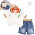 Set de 2 piese cu tricou cu guler clasic multicolor și pantaloni din denim Roar Dino