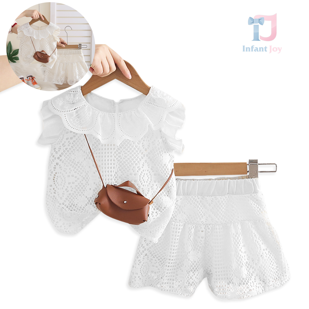 Set elegant e 2 piese din dantelă reliefată cu top și pantaloni scurți Vanilla Essence