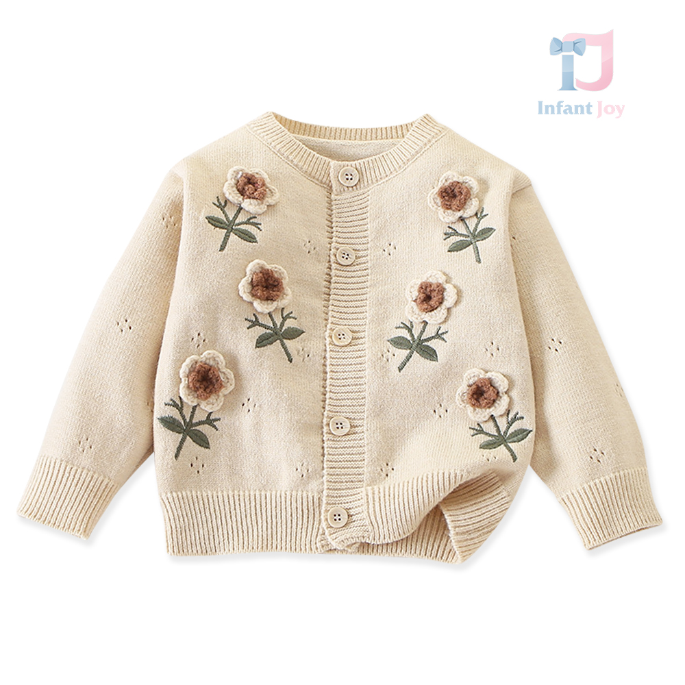 Cardigan tricotat cu broderii Mini Flowers