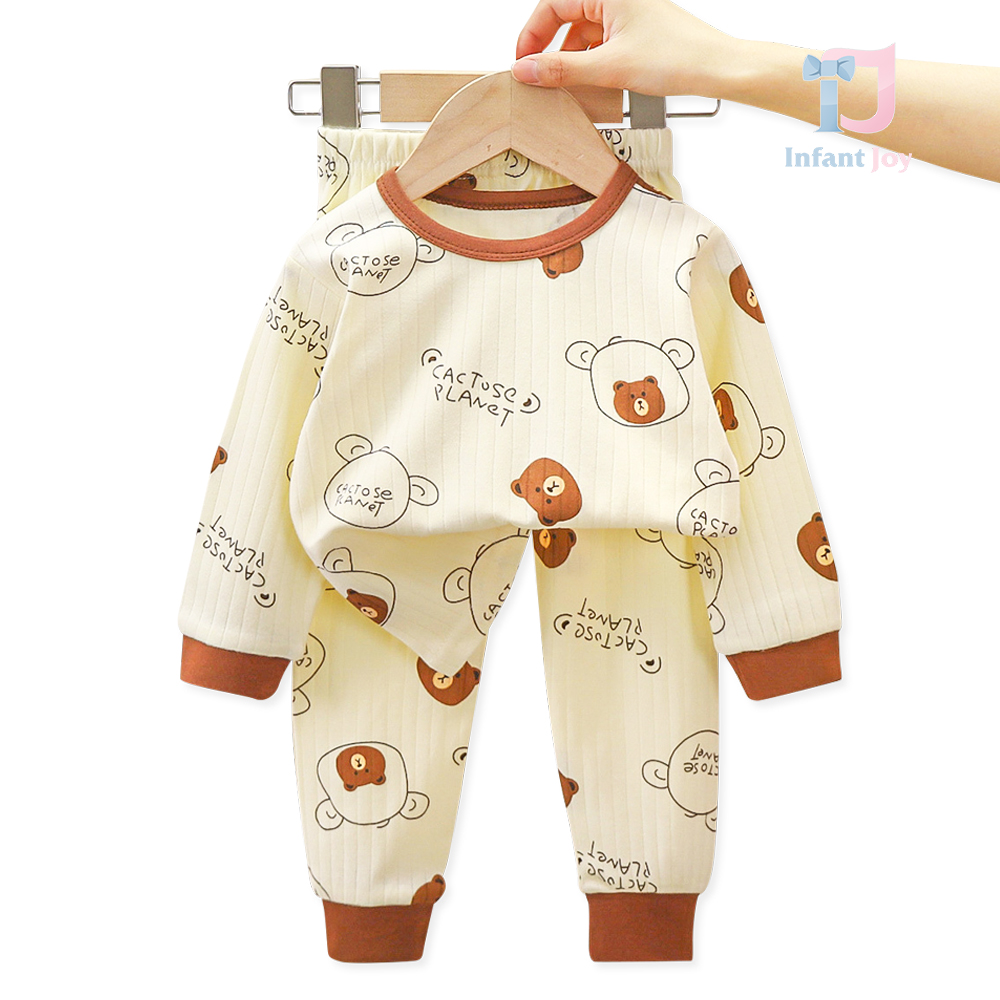 Set de pijama de 2 piese din bumbac rib cu model de ursuleți Bear Planet