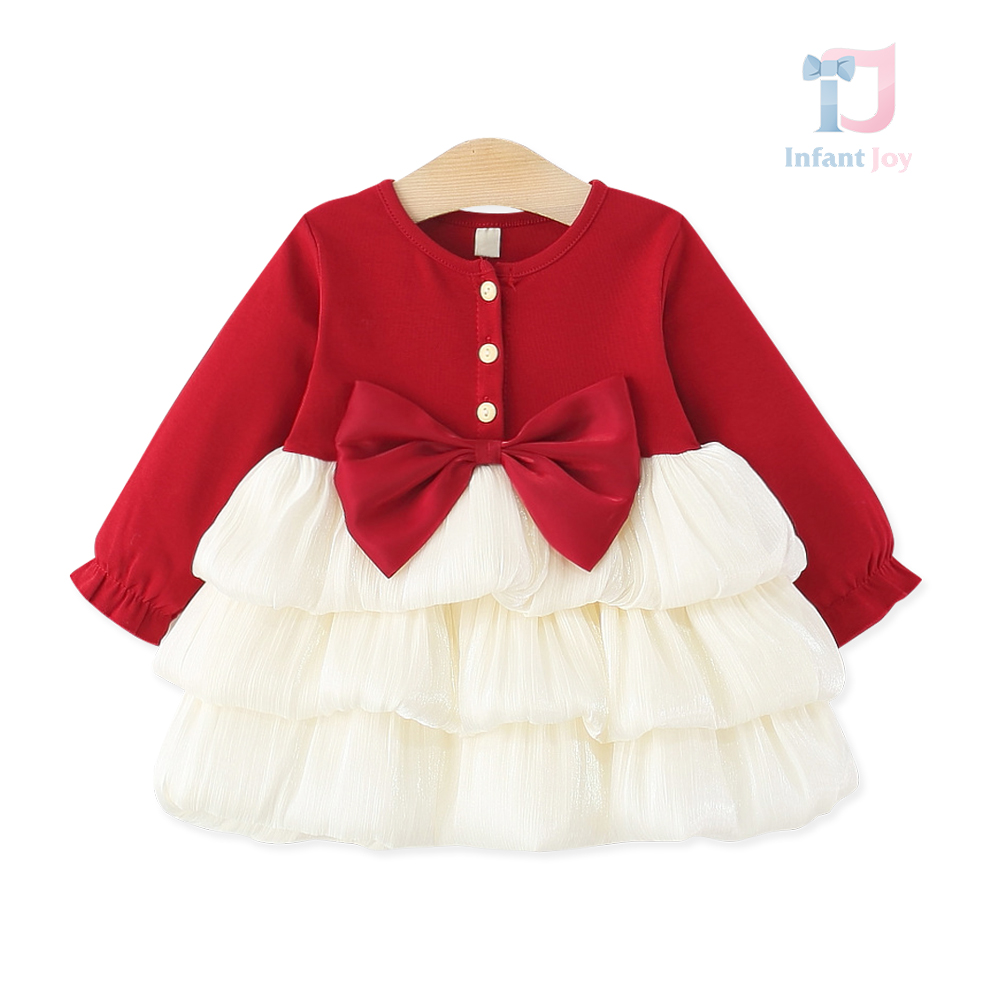 Rochie cu fundă aplicată și straturi din organza Sweet Cream