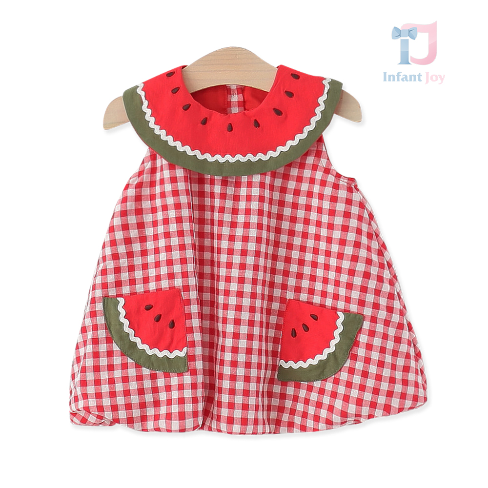 Rochie în carouri cu guler distinctiv Watermelon Juice
